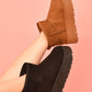 WILD DIVA Suede Round Toe Platform Booties