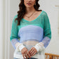 Openwork V-Neck Dropped Shoulder Blouse