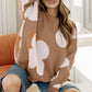 Flower Round Neck Dropped Shoulder Sweater