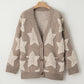 Sherpa Star V-Neck Cardigan with Pockets