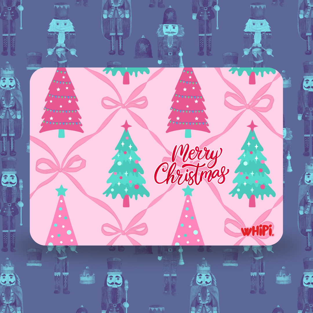 wHiPi. Gift Card—Merry Christmas Pink + Teal Christmas Trees