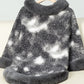 Furry Contrast Three-Quarter Poncho