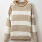 Color Block Round Neck Dropped Shoulder Sweater