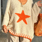 Star V-Neck Long Sleeve Oversize Sweater