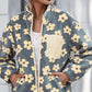 Pocketed Floral Mock Neck Jacket