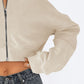 Zip Up Long Sleeve Hooded Cropped Jacket