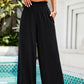 Devine Smocked Wide Leg Pants with Pockets