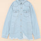 Long Raw Hem Lived-In Denim Jacket