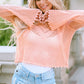 Openwork Round Neck Long Sleeve Knit Top