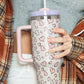 White Heart Print Stainless Portable Cup