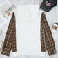 Waffle Knit Plaid Long Sleeve Kangaroo Pocket Hoodie