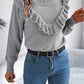 Ruffled Round Neck Long Sleeve Sweater