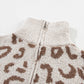 Leopard Half Zip Long Sleeve Sweater