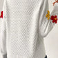 Crochet Flower Round Neck Sweater