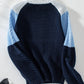 Color Block Round Neck Long Sleeve Sweater