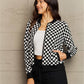 Ninexis Full Size Plaid Round Neck Long Sleeve Jacket