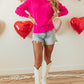 Heart Round Neck Long Sleeve Sweater