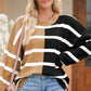 Striped Round Neck Long Sleeve Knit Top