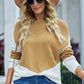 Color Block Round Neck Long Sleeve Sweater