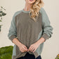 Celeste Full Size High-Low Contrast Round Neck Sweatshirt