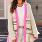 Contrast Tied Open Front Cardigan