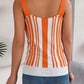 Openwork Striped V-Neck Tank