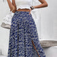 Perfee Ditsy Floral Slit High Waist Skirt