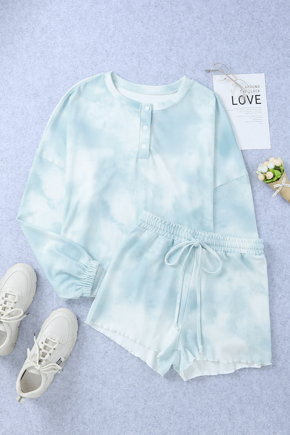 Sky Blue Tie Dye Knit Lounge Set