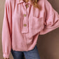 Pocketed Half Button Long Sleeve Sweatshirt