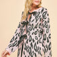 Pink Leopard Print Ribbon Tie Loose Fit Cardigan