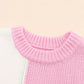 Color Block Round Neck Drop Shoulder Sweater