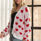 ADORA Fuzzy Heart Button Down Cardigan