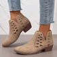 Parchment Cut Out Suede Pointed Toe Heeled Ankle Boots