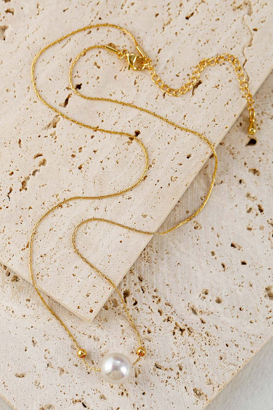 Coastal Glow Gold Pearl Necklace