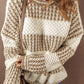 Color Block Round Neck Dropped Shoulder Sweater