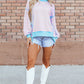 High-Low Striped Long Sleeve Sweatshirt