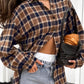 Plaid Button Up Drop Shoulder Shacket