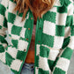 Checkered Snap Down Long Sleeve Jacket