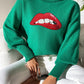 Lip Turtleneck Long Sleeve Sweater