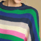 Contrast Striped Round Neck Long Sleeve Sweater