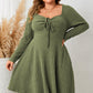 Honey Plus Size Sweetheart Neck Long Sleeve Ribbed Dress