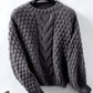 Cable-Knit Round Neck Long Sleeve Sweater