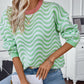 Wavy Stripes Round Neck Long Sleeve Sweater