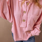 Pocketed Half Button Long Sleeve Sweatshirt