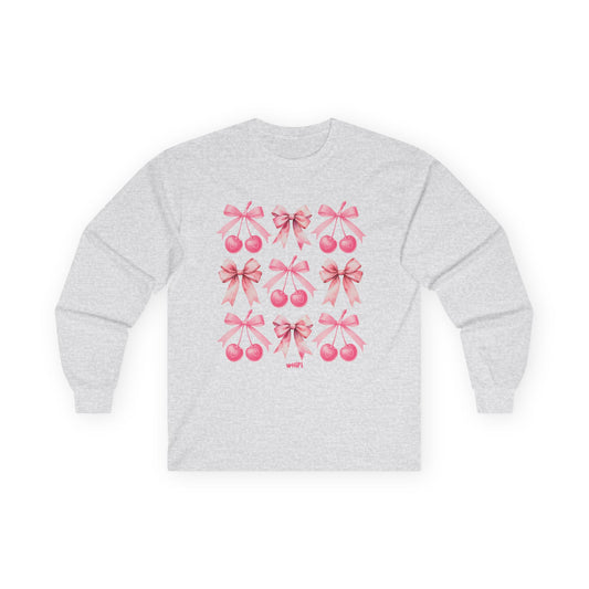 Sweet Cherry Bow Long Sleeve Tee (S-5X)