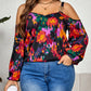 Honey Plus Size Printed Cold Shoulder Long Sleeve Blouse