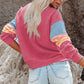 Color Block Round Neck Long Sleeve Sweatshirt