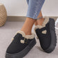 Thermal Fuzzy Buckle Platform Slippers