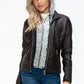 YMI Faux Layered Double-Zipper Jacket with Fuzzy Hood