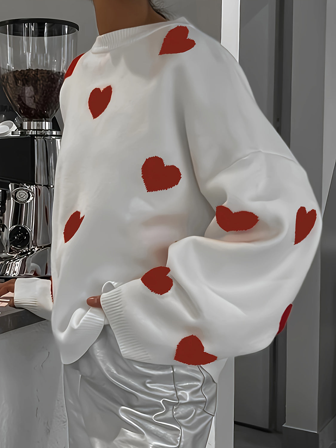 Red & Gray Heart Sweater—All Heart—Valentine's Day Collection